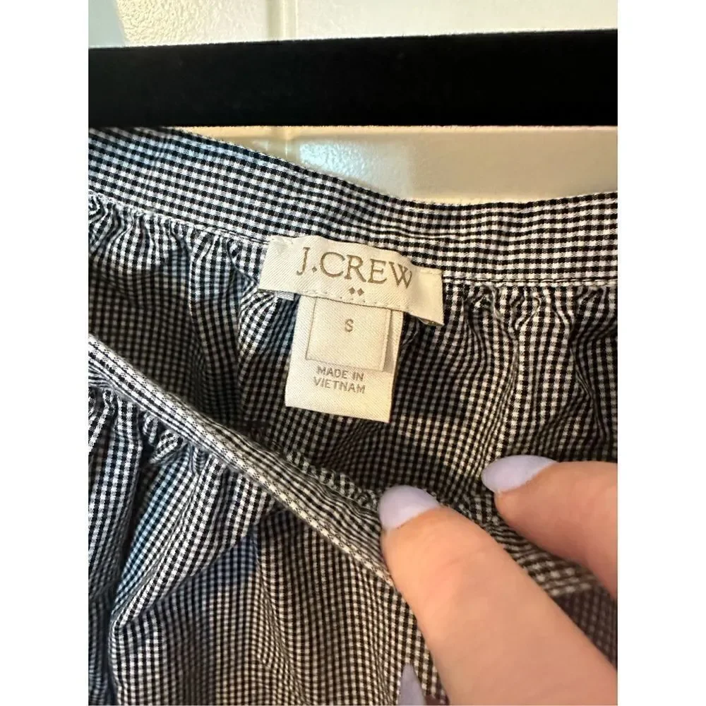 J.Crew Size Small Gingham Square Neck Puff Sleeve Blouse G7060 - Picture 8 of 10